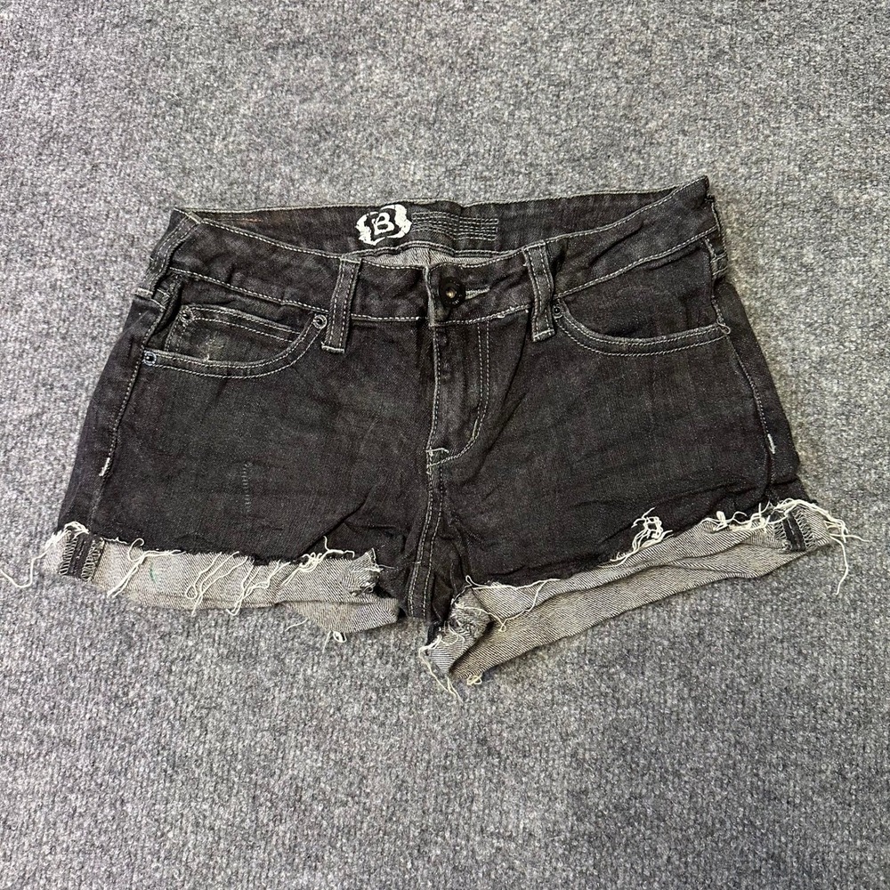 Bullhead Denim Shorts Womens Size 28 Black Low Rise Frayed Hem Cut Off Casual